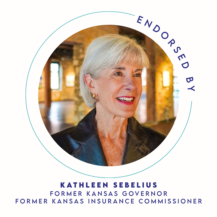 Endorsement graphic featuring Kathleen Sebelius