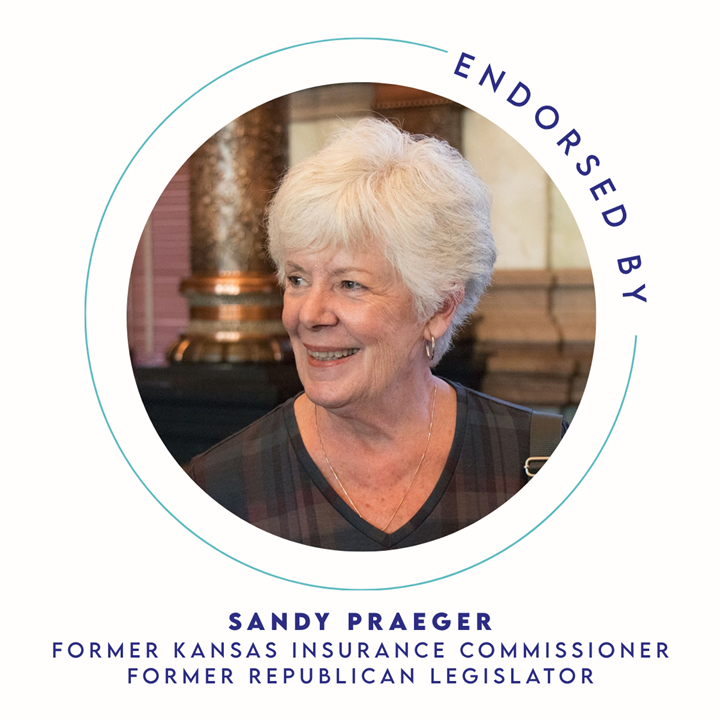 Endorsement graphic featuring Sandy Praeger